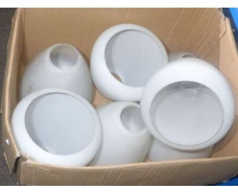 Box of seven vintage opaque glass light shades
