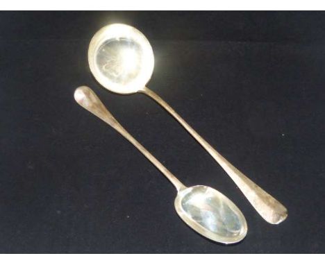 Mappin & Webb silver basting spoon and ladle, Sheffield 1899 and 1900, 15oz