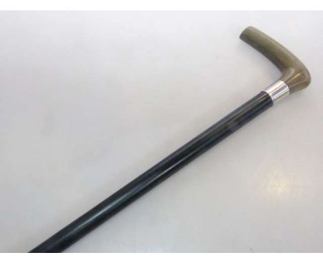 Horn handled and silver mounted walking stick