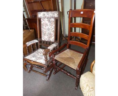 American rocking chair and rush seat ladder back rocking chair