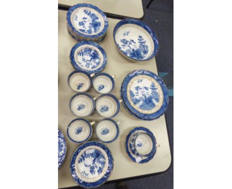 BOOTH'S 'REAL OLD WILLOW PATTERN POTTERY PART DINNER, TEA AND DESSERT SERVICE OF 34 PIECES (34)