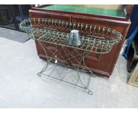 A BLACK WIRE PATTERN LARGE PLANT TROUGH, 3'6" WIDE, 2'6" HIGH 