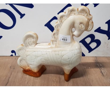 CELTIC POTTERY NEWLYN OAT COLOURED HORSE IN THE MEDALLION DESIGN