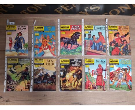 TEN VINTAGE CLASSICS ILLUSTRATED COMICS, ISSUES 21 - 30, INCLUDES FAMOUS TITLES SUCH AS TREASURE ISLAND, ALICE IN WONDERLAND 