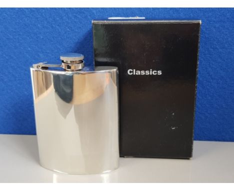 PEWTER WENTWORTH HIP FLASK, AS NEW IN ORIGINAL BOX