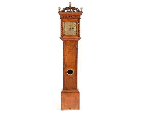 William Prevost, Newcastle: A very rare late 17th Century three train walnut longcase clock, the 10in. (25.5cms) square dial,