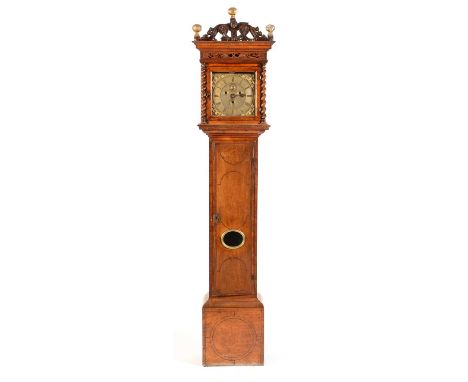 William Prevost, Newcastle: A very rare late 17th Century three train walnut longcase clock, the 10in. (25.5cms) square dial,