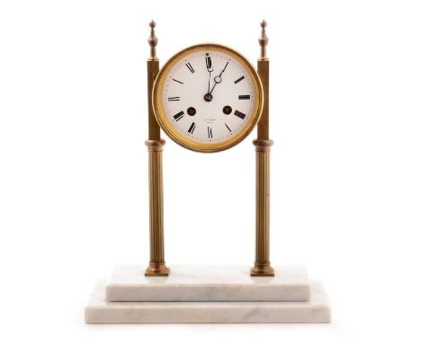 A 19th Century mantel clock by Henry Marc, Paris, the white enamel roman dial fitted 8-day Japy Freres movement striking on t