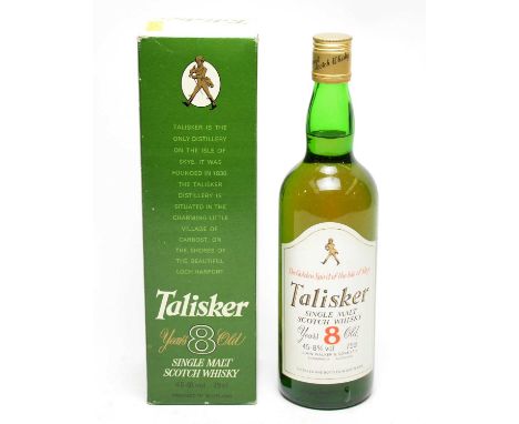 Talisker 8 years old single malt scotch whisky, Isle of Skye, 45.8% vol. 75cl, in carton.