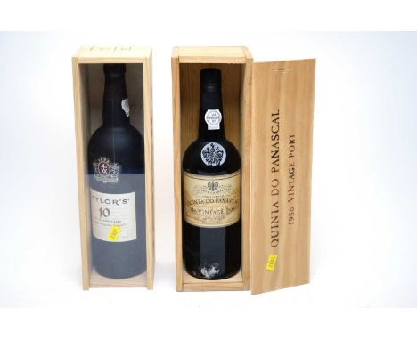 Quinta do Panascal 1986 vintage port, one bottle, in wooden presentation case; and Taylor's 10 year old tawny port, one bottl