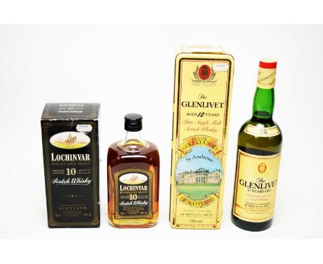 Glenlivet aged 12 years pure single malt scotch whisky, classic golf courses of Scotland St. Andrew's, 40% vol. 75cl., in tin