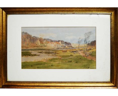 Thomas Swift Hutton (1860- after1935)Holywell Dene,signed, watercolour,24 x 43cms, in a gold-painted frame.