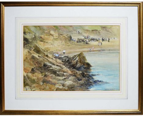 Thomas Swift Hutton (fl.1860-1935)"The Short Sands, Tynemouth" (now called King Edwards Bay)signed, inscribed, and dated 1902