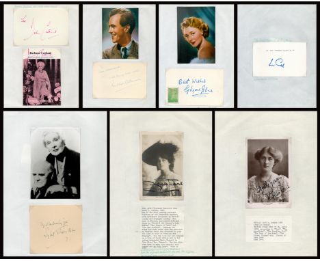 Vintage Autograph Collection of 7 Signed Items. Signatures include Sybil Thorndike signed album page and black and white phot