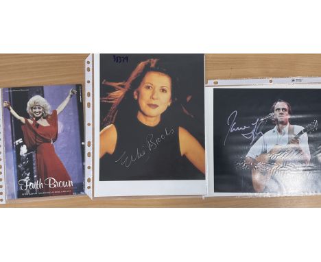 Music Collection of 5 Vintage Signed Photos approx size 3 at 10 x 8, 2 at 8 x 6 Includes Elkie Brooks, Rita Coolidge, James T