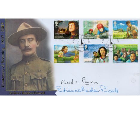 Lady Baden Powell and Patience Baden Powell signed 2001 Internetstamps official Scouting FDC. Good Condition. All autographs 