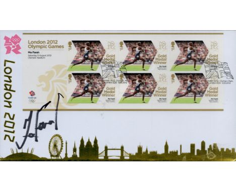 Athletics Mo Farah signed Internetstamps official 2012 London Olympics FDC. Good Condition. All autographs are genuine hand s