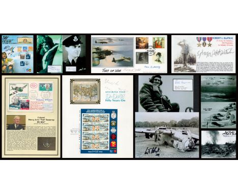 WW2 Signed Collection of 12 Signed Items. Signatures include Owen V Burns Signed Photo, Robert J Blatnik Signed Card, William