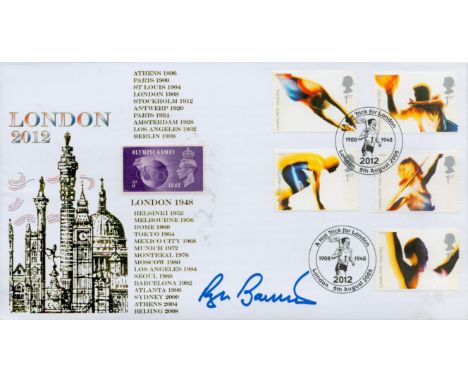 Athletics Sir Roger Bannister signed Internetstamps official 2012 London Olympics FDC. Good Condition. All autographs are gen