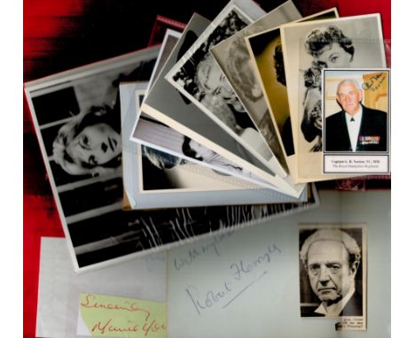Film and TV plus Military Signed photos and Signature Pieces includes Captain G R Norton VC, Robert Flemyng, plus others good