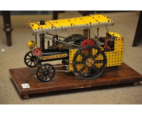 A Meccano Traction Engine with applied label F.J. Son 478 Kingland Road