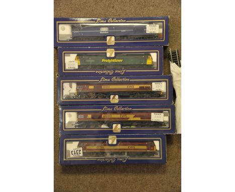 A collection of five boxed Lima Diesel Locomotives and track 
