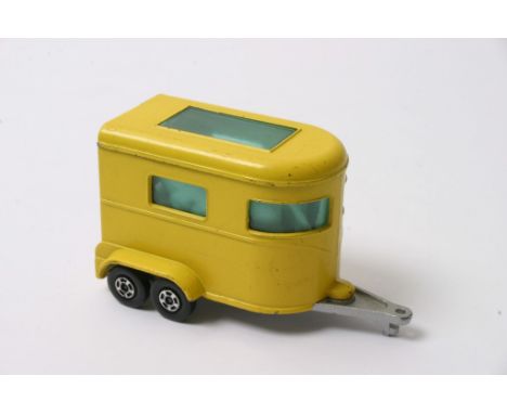 Matchbox Superfast No.43a Pony Trailer Pre-production Issue - yellow body, green windows, light grey plastic ramp, complete w