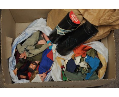 A collection of Vintage Action man figures, accessories and clothes. 