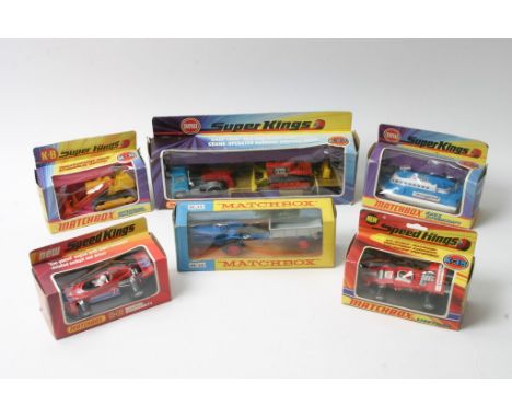 Boxed collection of Matchbox Super Kings, Speed Kings and King size comprising K-23 Low Loader, K-22 SRN6 Hovercraft, K-41 Ma