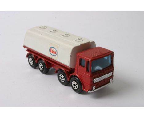 Matchbox Superfast No 32 Ergomatic Cab unreleased Esso Truck having red cab and Esso decals on both sides and back. Silver gr