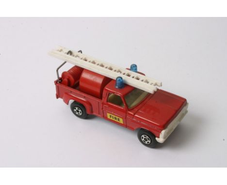 Matchbox Superfast No. 6 Pick up Jeep - possible unreleased version in red having twin blue lights, in Fire decals with ladde