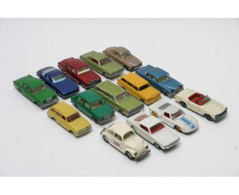 Matchbox Regular Wheels No.31 American Ford Station Wagon, No.55 or 73 Mercury, No.16 Volkswagen 1500 saloon, No.64 M.G. 1100