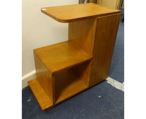 A light oak bedside cabinet of Art Deco design together with a small oak blanket chest.