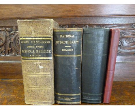 KELLOGG J. H.&nbsp;&nbsp;Light Therapeutics. Illus. Orig. maroon cloth. 1910; also 2 copies of Rational Hydrotherapy by Kello