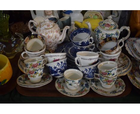 A Tray of Tea and Coffee Wares to Include Booths Floradora Coffee Cans, Saucers and Coffee Pot, Tuscan Rose Pattern Coffee Po