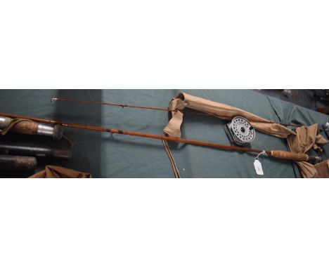 A Martin James 7'6" Salopian Spilt Cane Fly Fishing Rod with a Hardy Viscount 140 Fly Reel