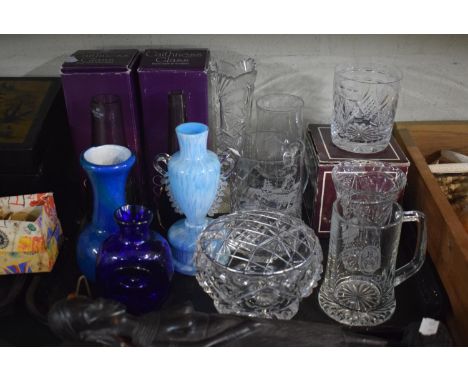 A Tray of Coloured and Plain Glass to Include Caithness, HMS Illustrious etc&nbsp;