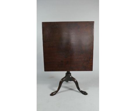 A Georgian Mahogany Snap Square Top Tripod Table, 77cms Square