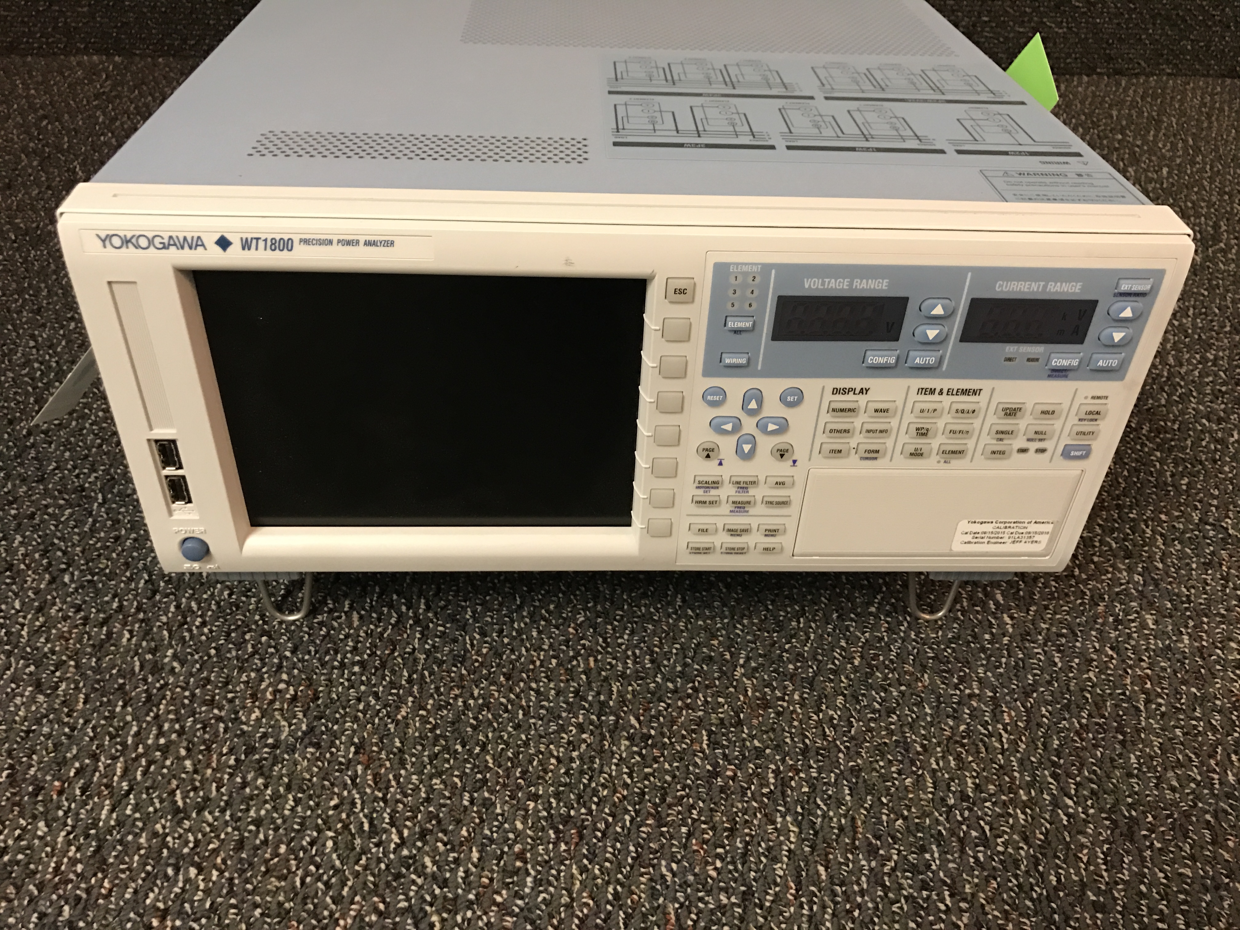 Yokogawa WT1800 Precision Power Analyzer S/N 91LA31357