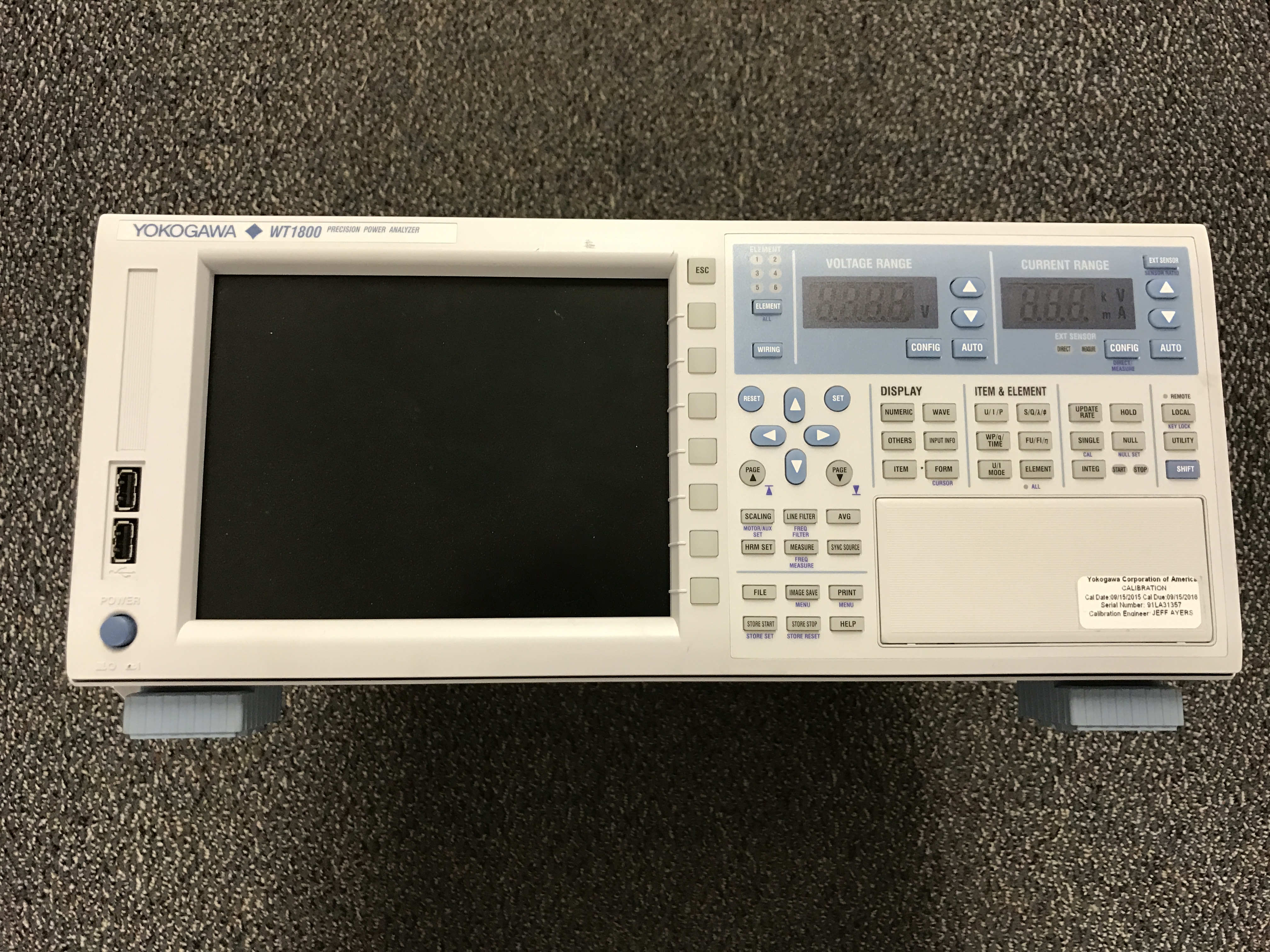Yokogawa WT1800 Precision Power Analyzer S/N 91LA31357