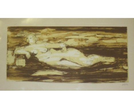 HENRY MOORE (British, 1898-1986), 'Femme Allongee' signed original lithograph on Arches, 1976, hand signed in pencil by the a
