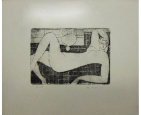 HENRI MATISSE (French, 1869-1954) 'Untitled', original etching on wove paper, circa 1940, hand signed and numbered  92/100 in