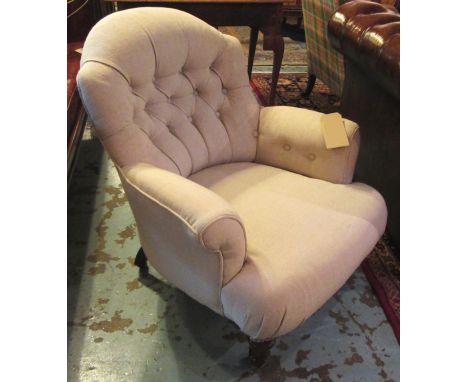 ARMCHAIR, Victorian upholstered in white cotton tulle with button back and turned supports, 77cm W. 