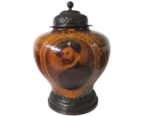 RARE ROYAL DOULTON REMBRANDT WARE VASE, depicting a portrait of a gentleman and the insciption: 'The race is not to the swift