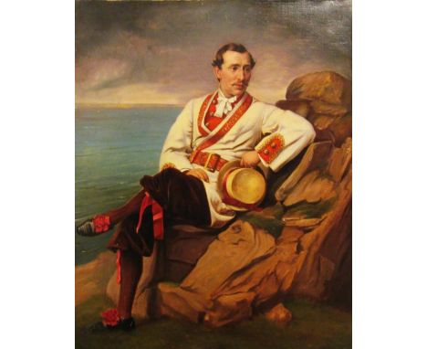 19TH CENTURY SCHOOL, 'Portrait of Frederick John Robinson in the gala dress of a Finland fisherman', oil on canvas, 61cm x 51