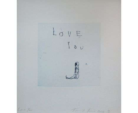 TRACEY EMIN RA (British, b. 1963), 'Love You', original polymer gravure etching on wove paper, 35.2cm x 35.5cm, numbered 134/