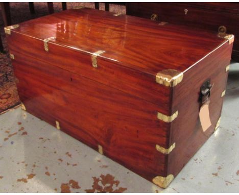 TRUNK, late 19th/early 20th century Anglo-Colonial camphorwood and brass bound with rising lid and carrying handles, 105cm W 