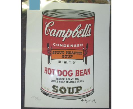 ANDY WARHOL (American, 1928-1987) 'Campbell's hot dog bean soup', original lithograph on heavy wove paper, 1986, 2172/3000, 5