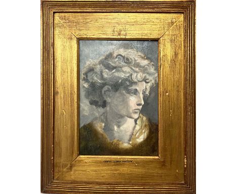 CHARLES FAIRFAX MURRAY (1849-1919), 'Portrait sketch of a young boy', oil on canvas, 27cm x 19cm, framed. 