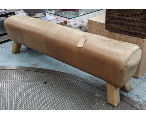 TIMOTHY OULTON GYM HORSE TRIPPLE BENCH, 202cm W. 